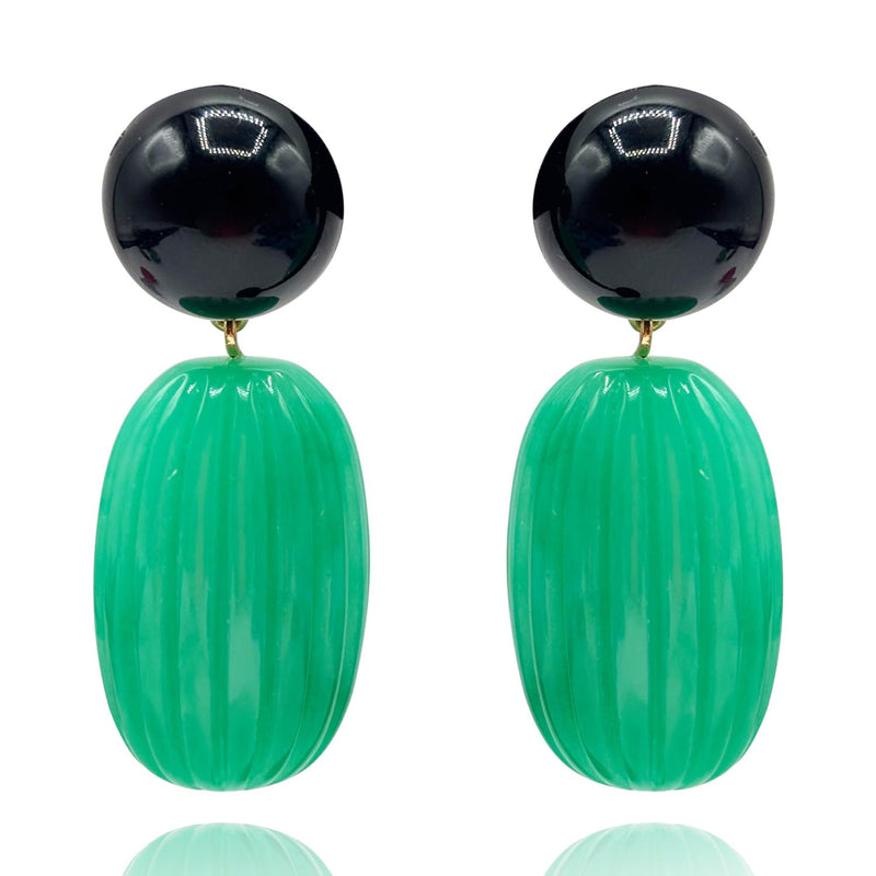Arabella Black Onyx And Jade Resin Clip Earrings