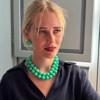 Vicenza Jade Resin Carved Sixteen Inches Melon Bead Necklace