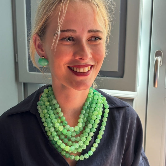 Luisa Carved Jade And Black Onyx Resin Clip Earring