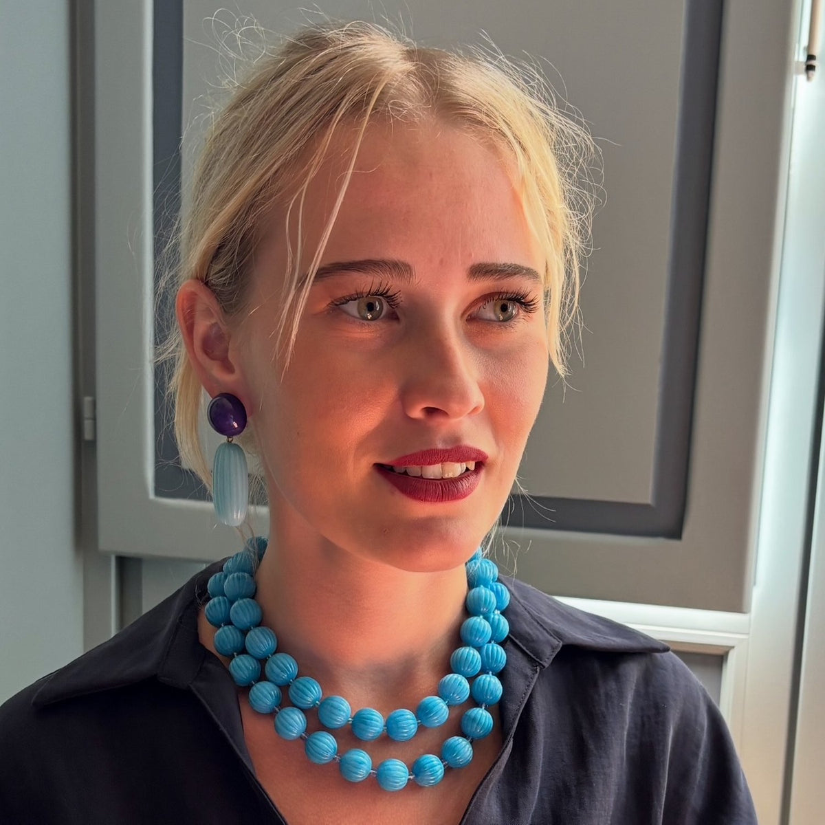 Arabella Turquoise And Purple Resin Clip Earrings