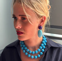 Arabella Turquoise And Purple Resin Clip Earrings