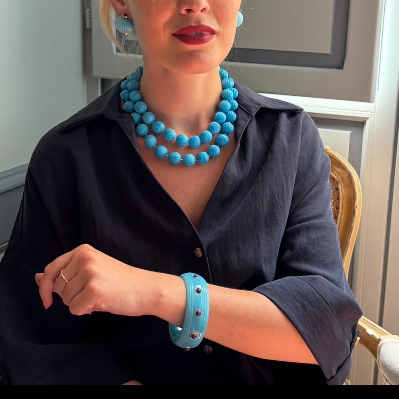 Rosa Turquoise And Black Lapis Resin Bangle