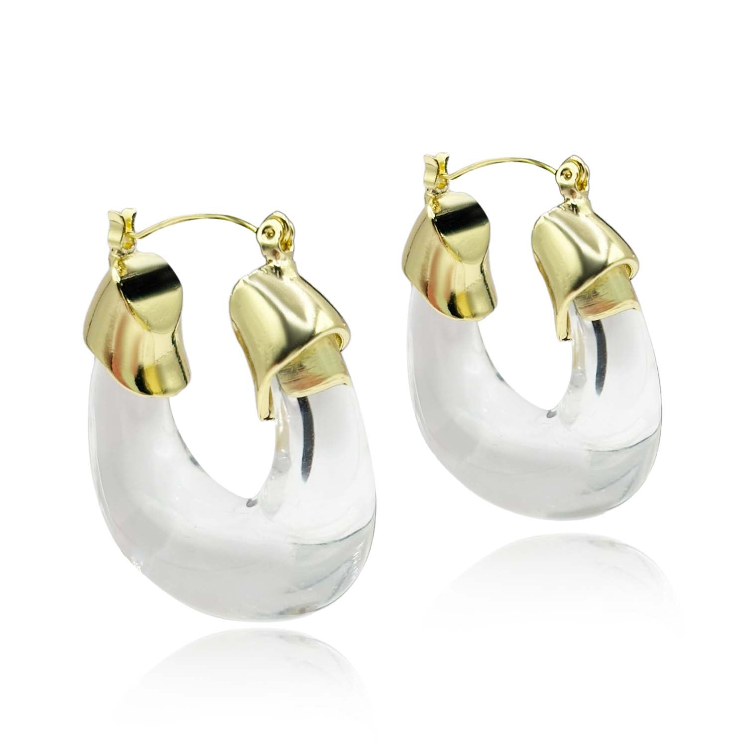 Pendientes de aro Winslow de resina transparente y oro