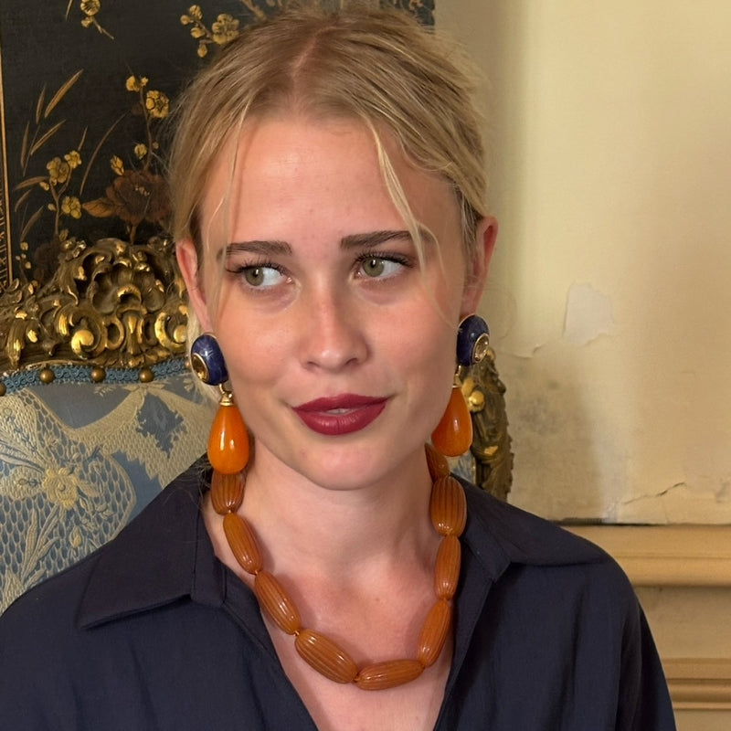 Renata Large Amber Resin Bead Choker