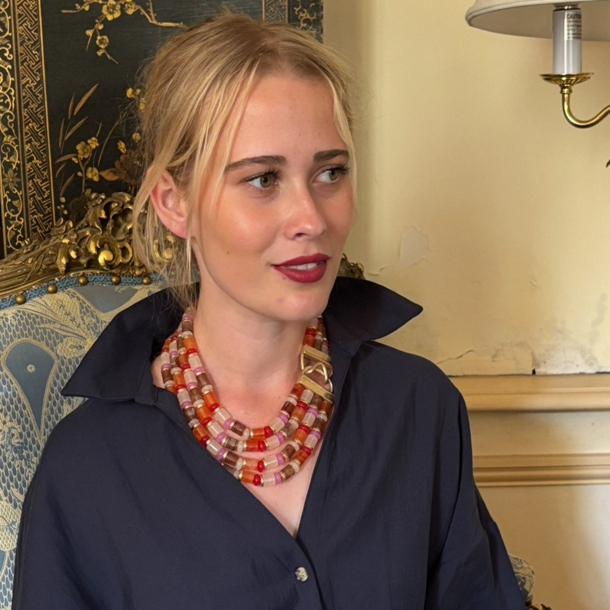 Zita Four Strand Muli Color Carnelian Necklace