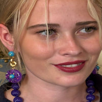 Isabella Turquoise And Amethyst Resin Pierced Drop Earrings