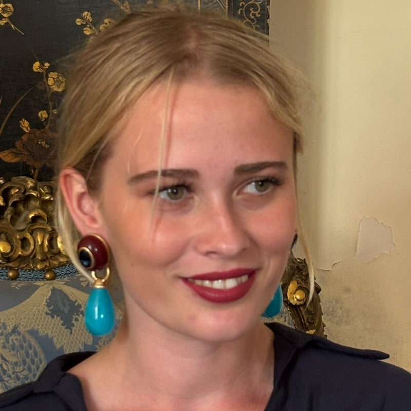 Charlotte Brown And Turquoise Resin Pierced Removable Drop