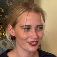 Stephanie Brown Resin Clip Earrings With Sapphire Glass Stone