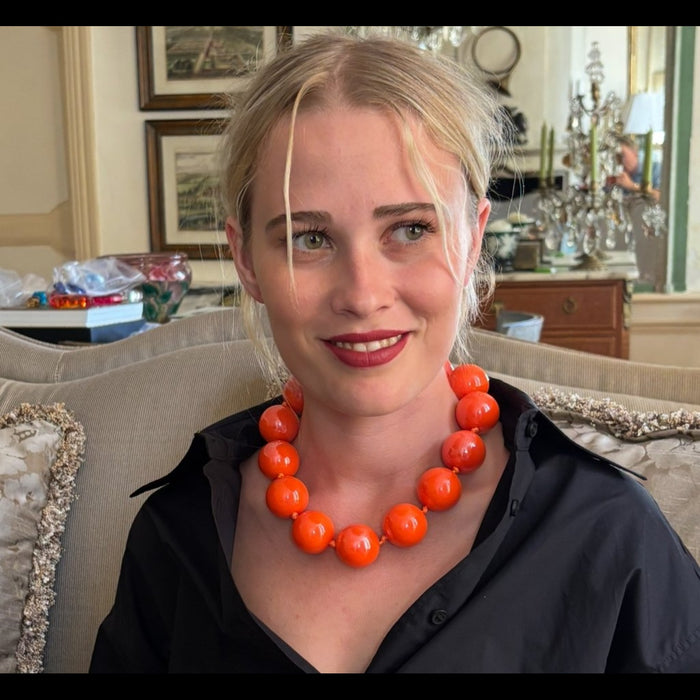 Gumball Orange Coated Resin Knotted Necklace