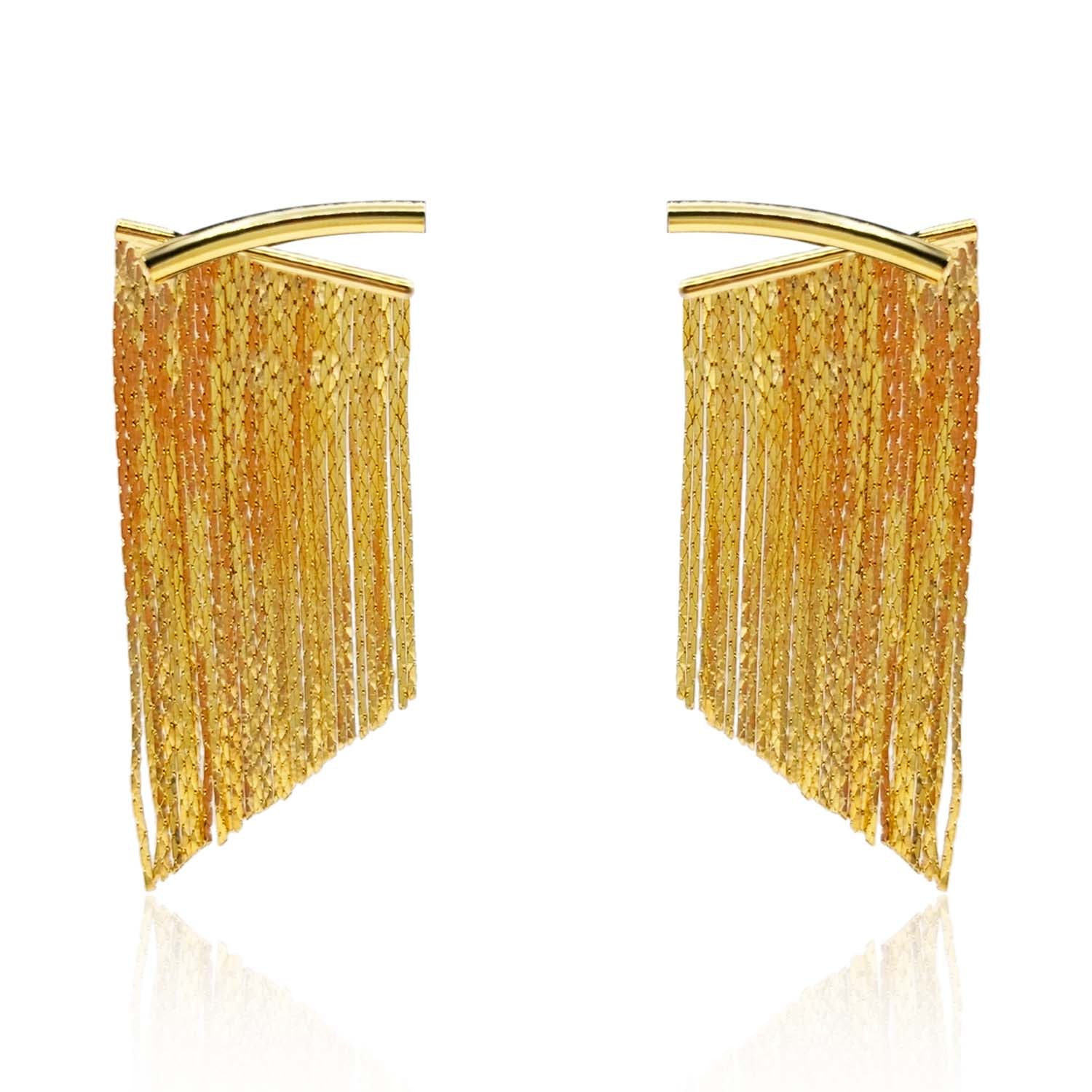 Margherita Gold Plated Two Part Fringe Earrings