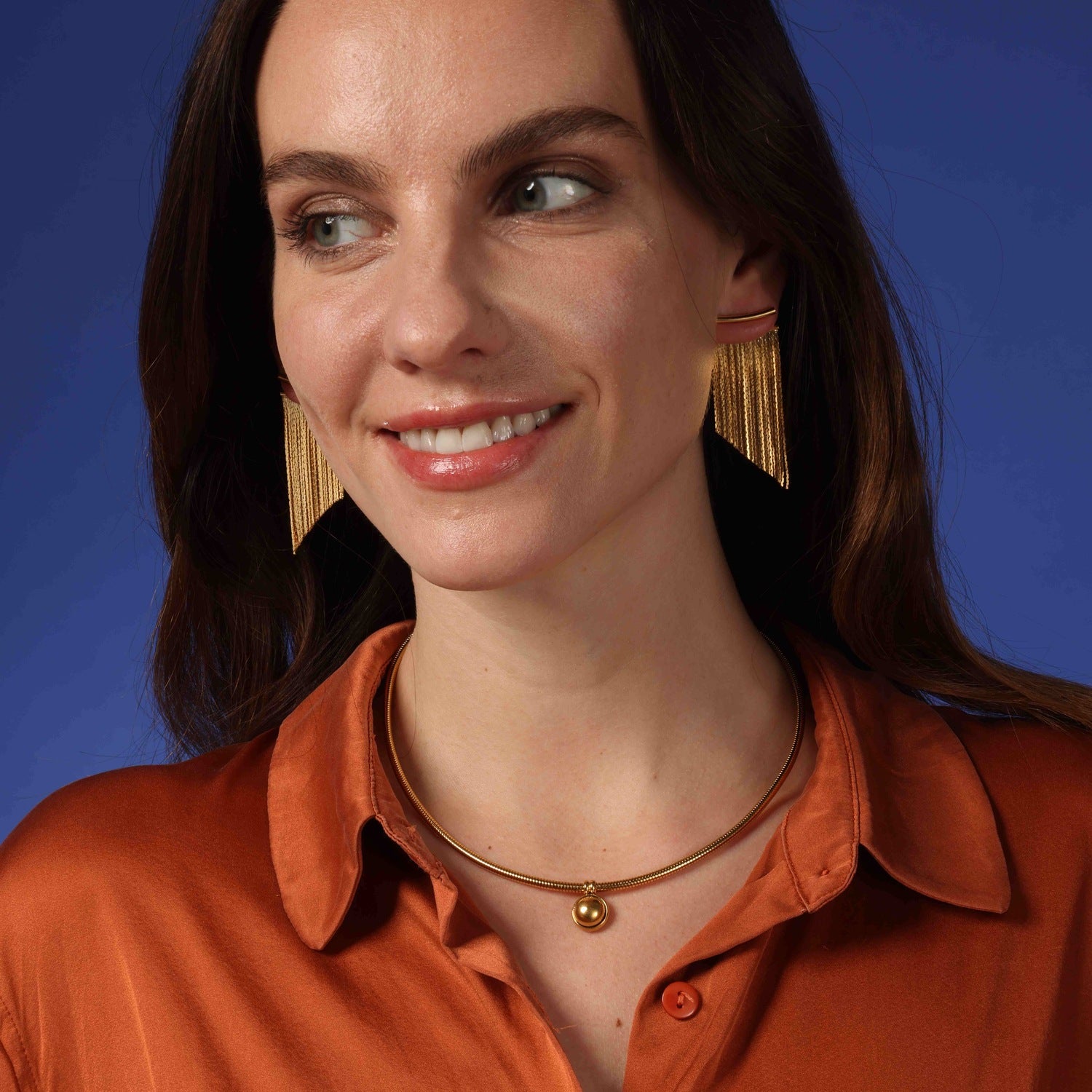 Margherita Gold Plated Two Part Fringe Earrings