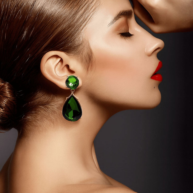 Marina Emerald Pear Shape Clip On Drops