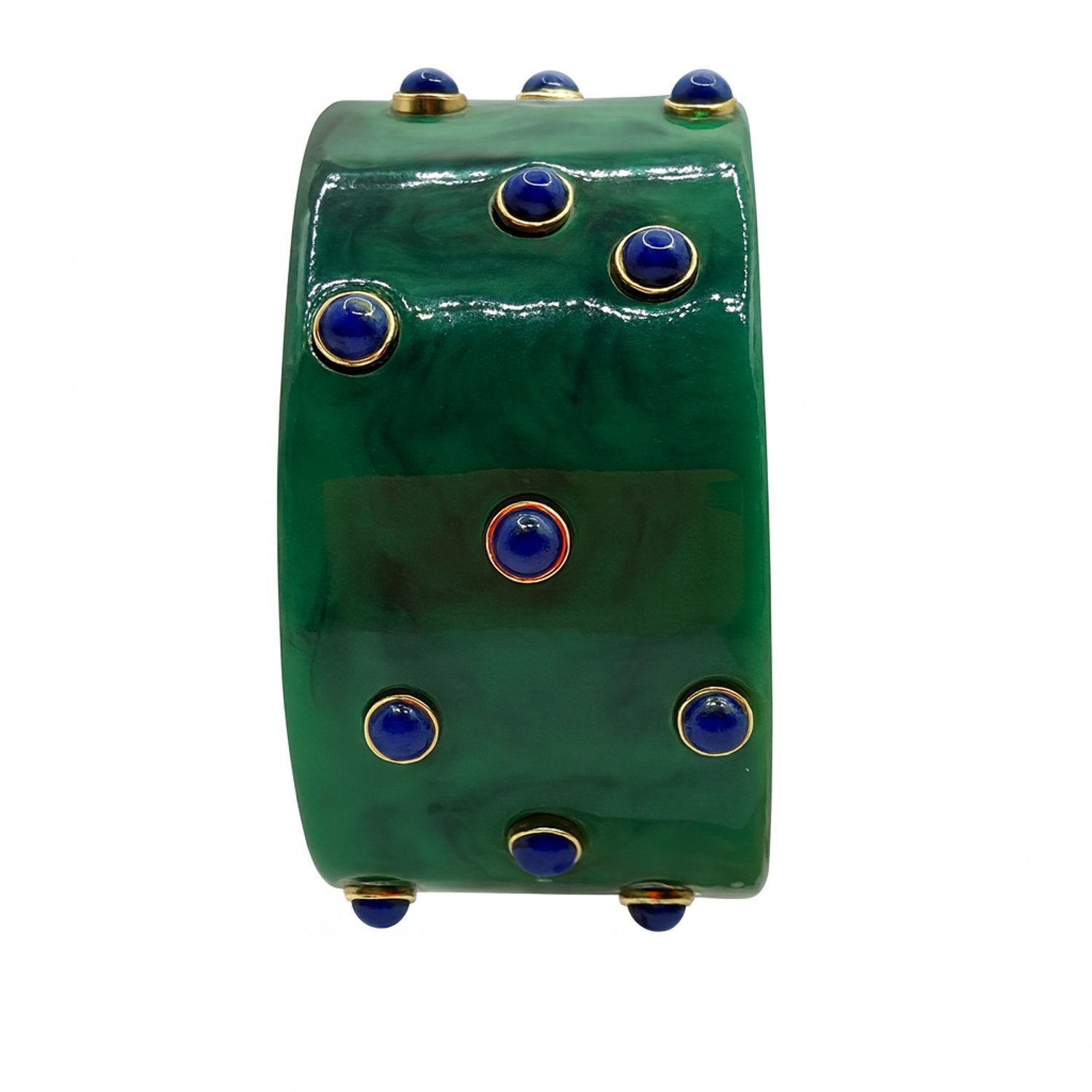 Bella Malachite Bangle With Turquoise Resin Stones
