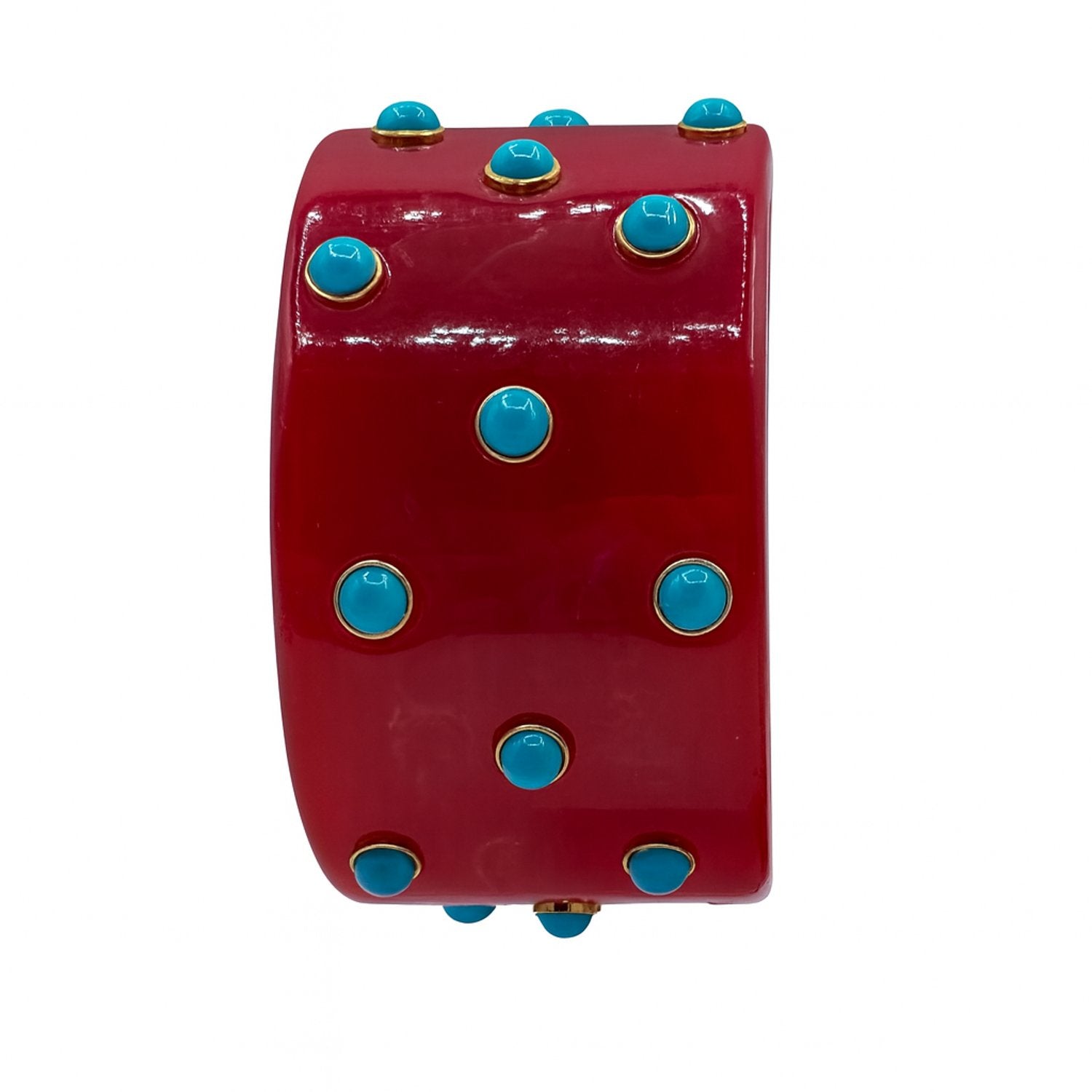 Bella Red Carnelian Bangle With Turquoise Resin Stones