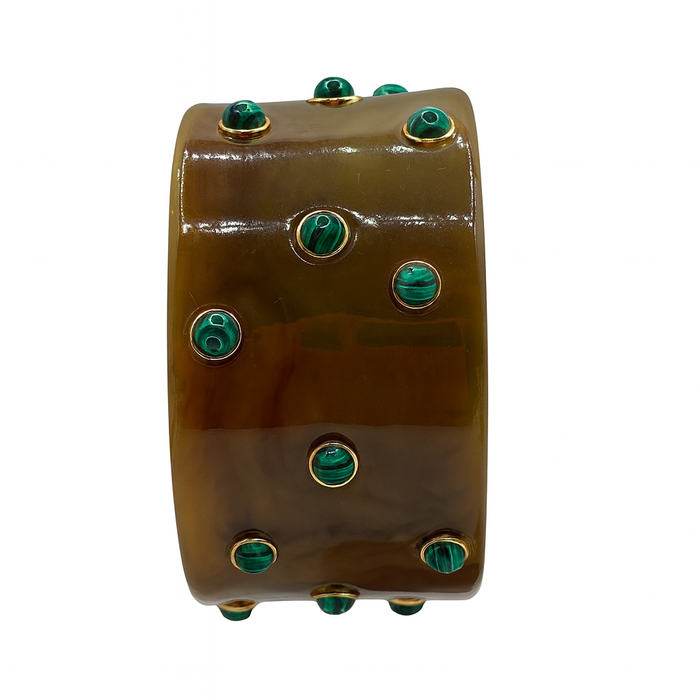 Bella Resin Malachite Bangle With Turquoise Resin Stones