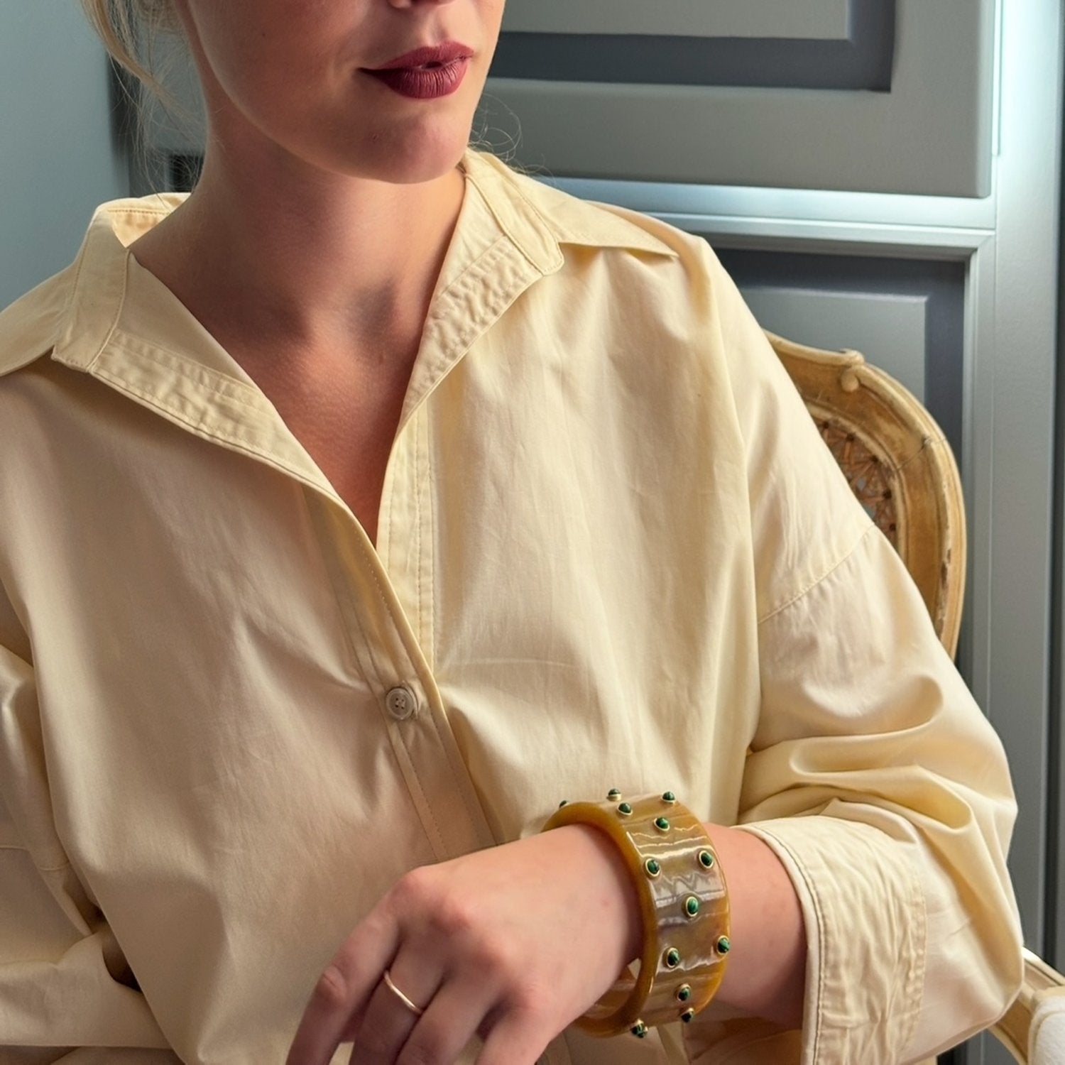 Bella Resin Malachite Bangle With Turquoise Resin Stones