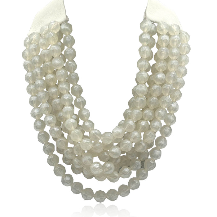 Sabina Multi Strand Faceted Resin Off White Multi Strand Necklace