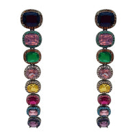 Alexis Multi Color Cushion Cut Clip On Cubic Zirconia Earrings