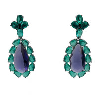 Paula Emerald And Amethyst Drop Clip Earrings