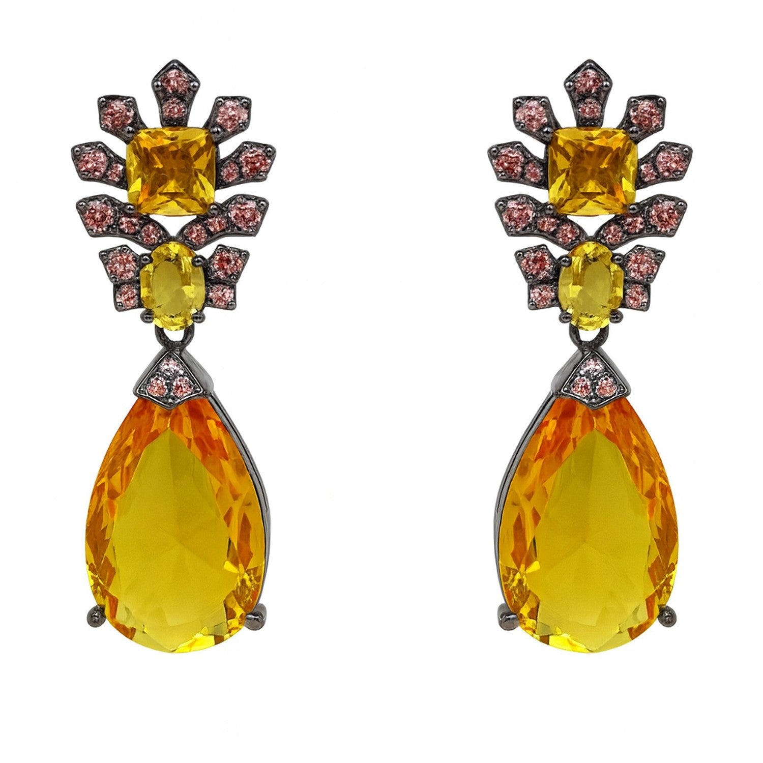 Pendientes colgantes de cristal de topacio y circonita cúbica Ingrid