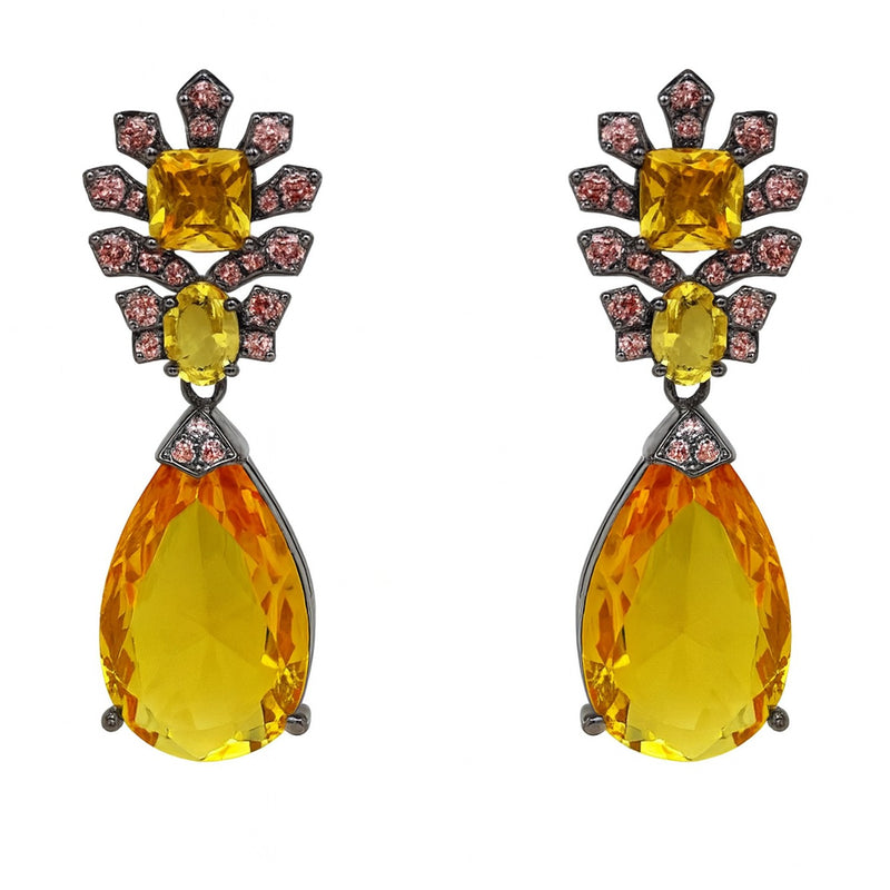Ingrid Topaz Crystal and Cubic Zirconium Drop Pierced Earrings