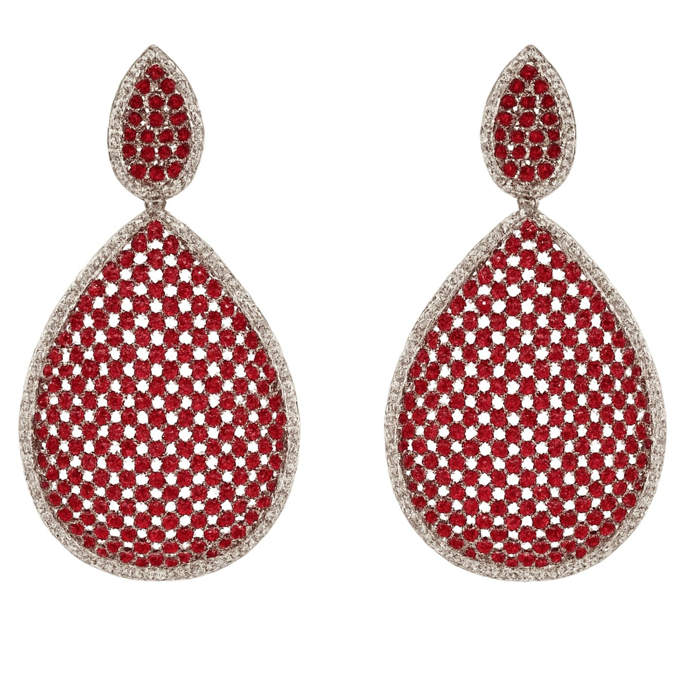 Pendientes Angela con rubí y circonita cúbica de diamantes