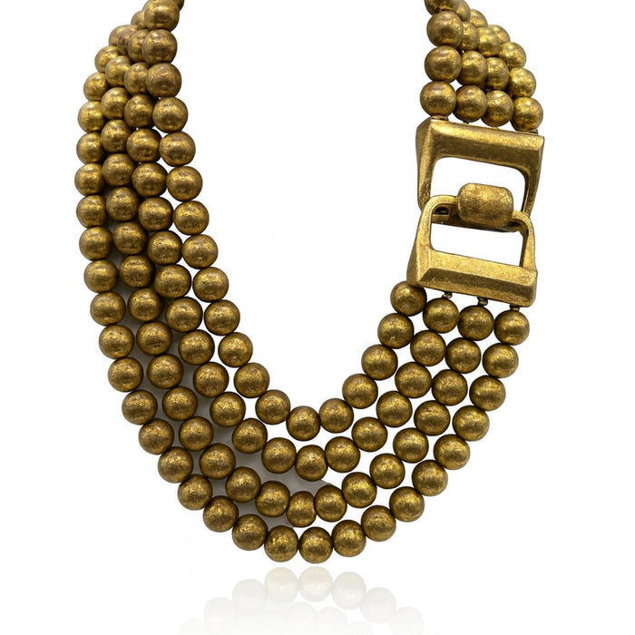 Irena Four Strand Worn Gold Bead Nesting Necklace