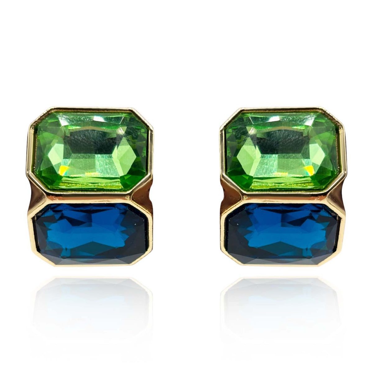 Peridot And Sapphire Double Stone Clip Earrings