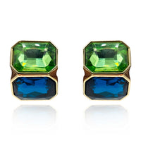 Peridot And Sapphire Double Stone Clip Earrings