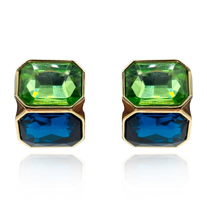 Peridot And Sapphire Double Stone Clip Earrings