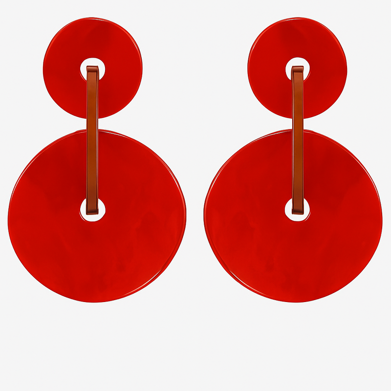 GRETA DOUBLE DISC PURPLE RESIN DROP EARRINGS