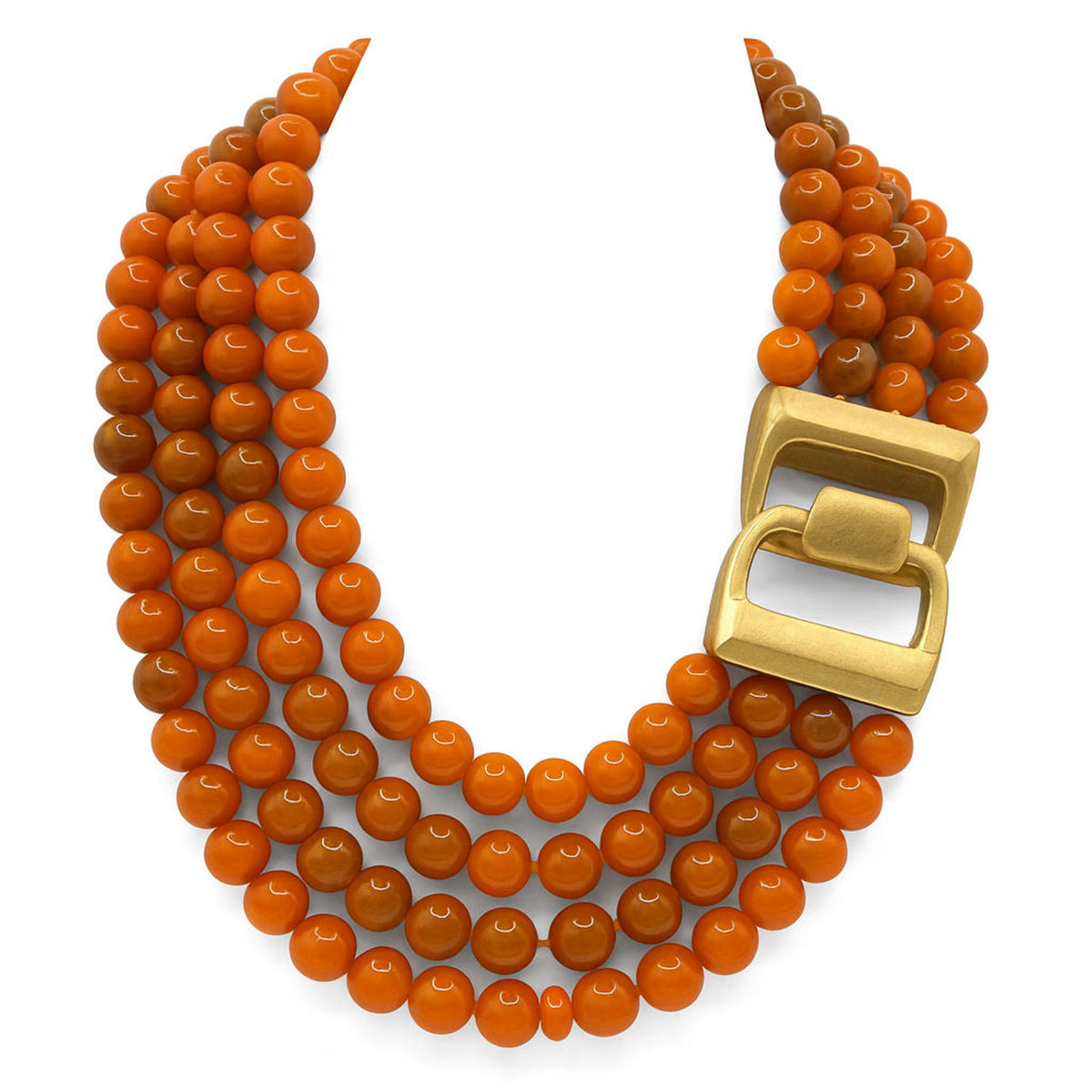 Irena Four Strand Carnelian Resin Bead Nesting Necklace