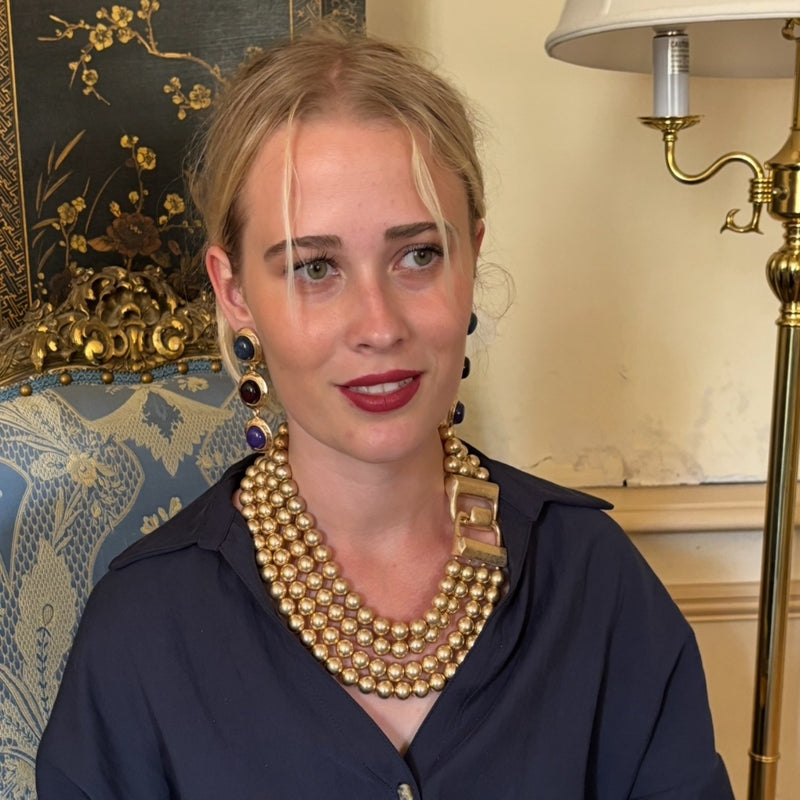 Irena Four Strand Worn Gold Bead Nesting Necklace