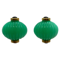 Luisa Carved Jade And Black Onyx Resin Clip Earring