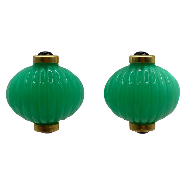 Luisa Carved Jade And Black Onyx Resin Clip Earring