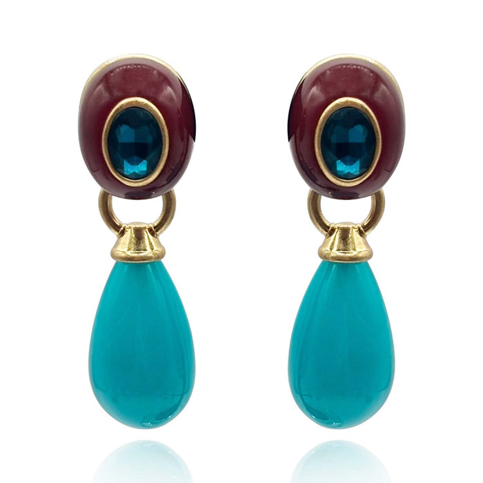 Charlotte Brown And Turquoise Resin Pierced Removable Drop