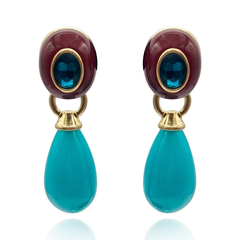 Charlotte Brown And Turquoise Resin Pierced Removable Drop