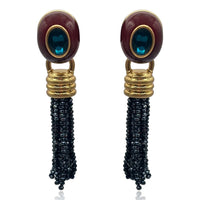 Grace Chocolate Resin Earrings With Sapphire Faceted Glass Removable Drop