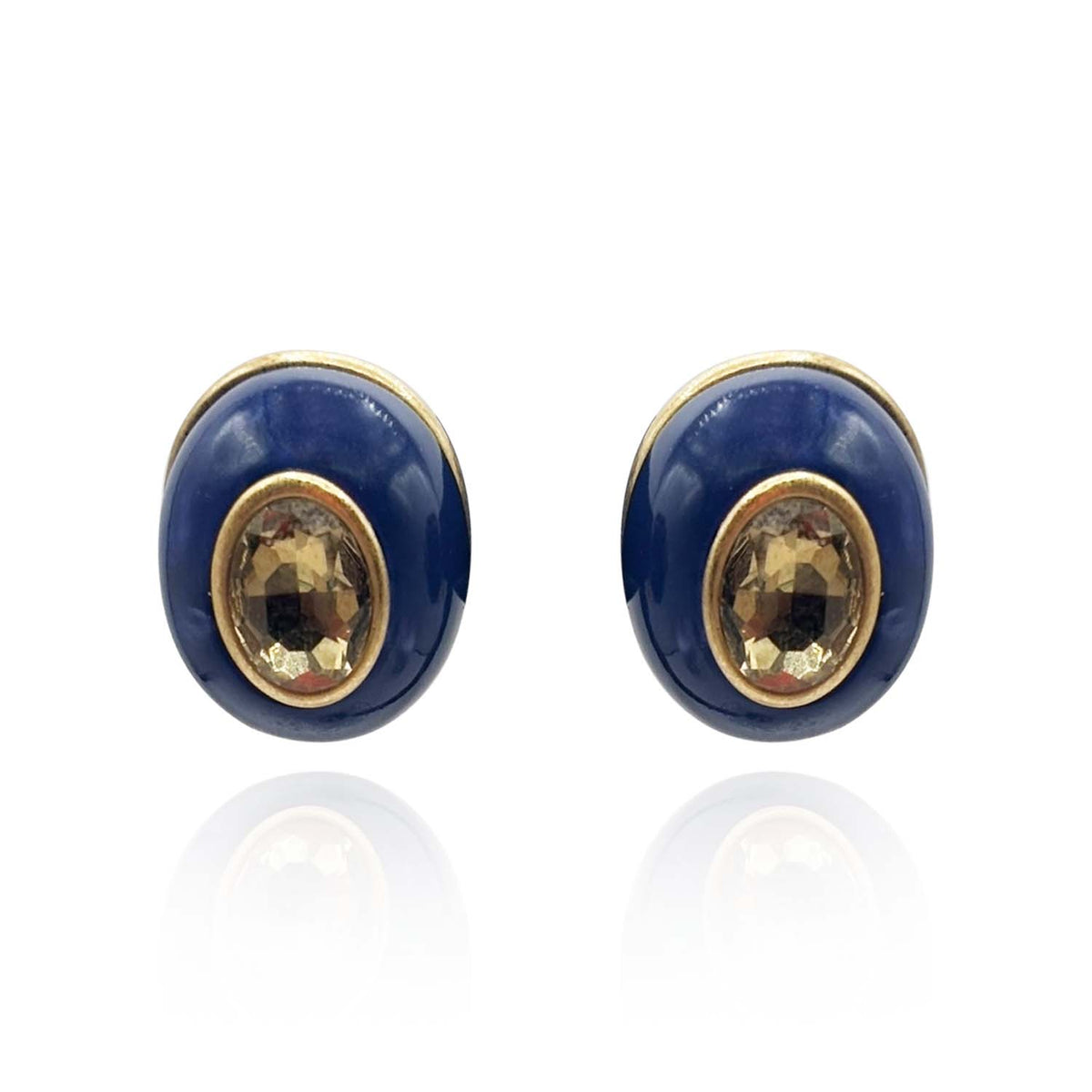 Stephanie Lapis Resin Pierced Earring With Topaz Glass Stone