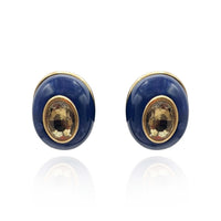 Stephanie Lapis Resin Pierced Earring With Topaz Glass Stone