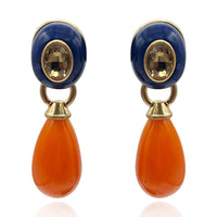 Charlotte Navy And Orange Resin Pierced Removable Drop
