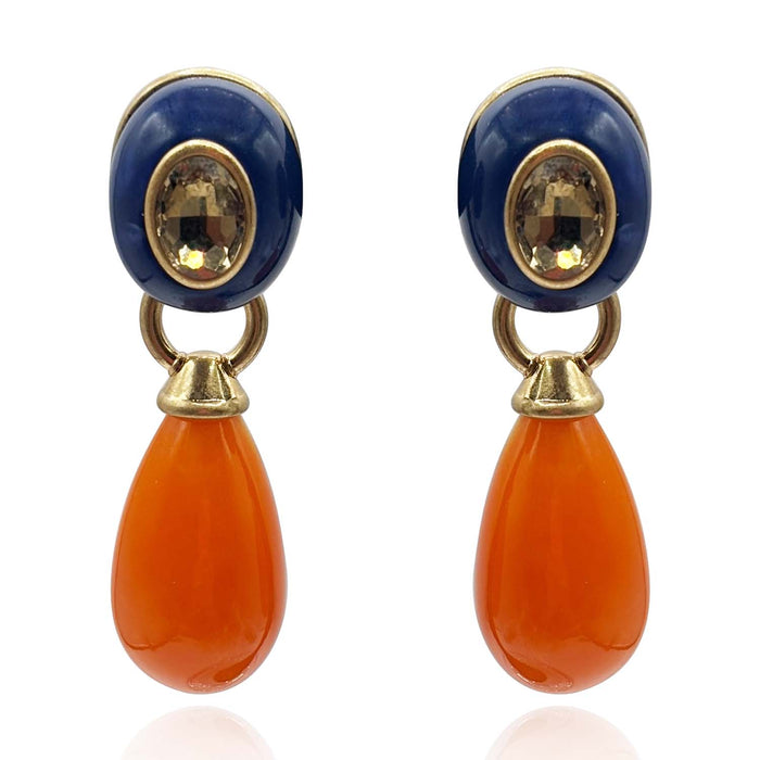 Charlotte Navy And Orange Resin Pierced Removable Drop
