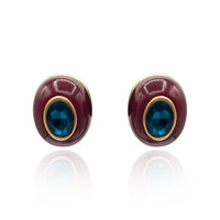 Stephanie Brown Resin Pierced Earring With Sapphire Glass Stone