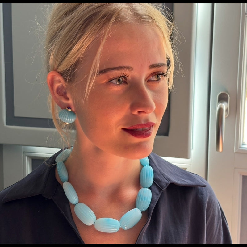 Renata Large Turquoise Resin Bead Choker