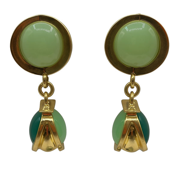 Agatha Light Jade And Dark Jade Resin Two Tone Drop Earrings