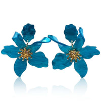 Cerulean Floral Resin Drop Earrings