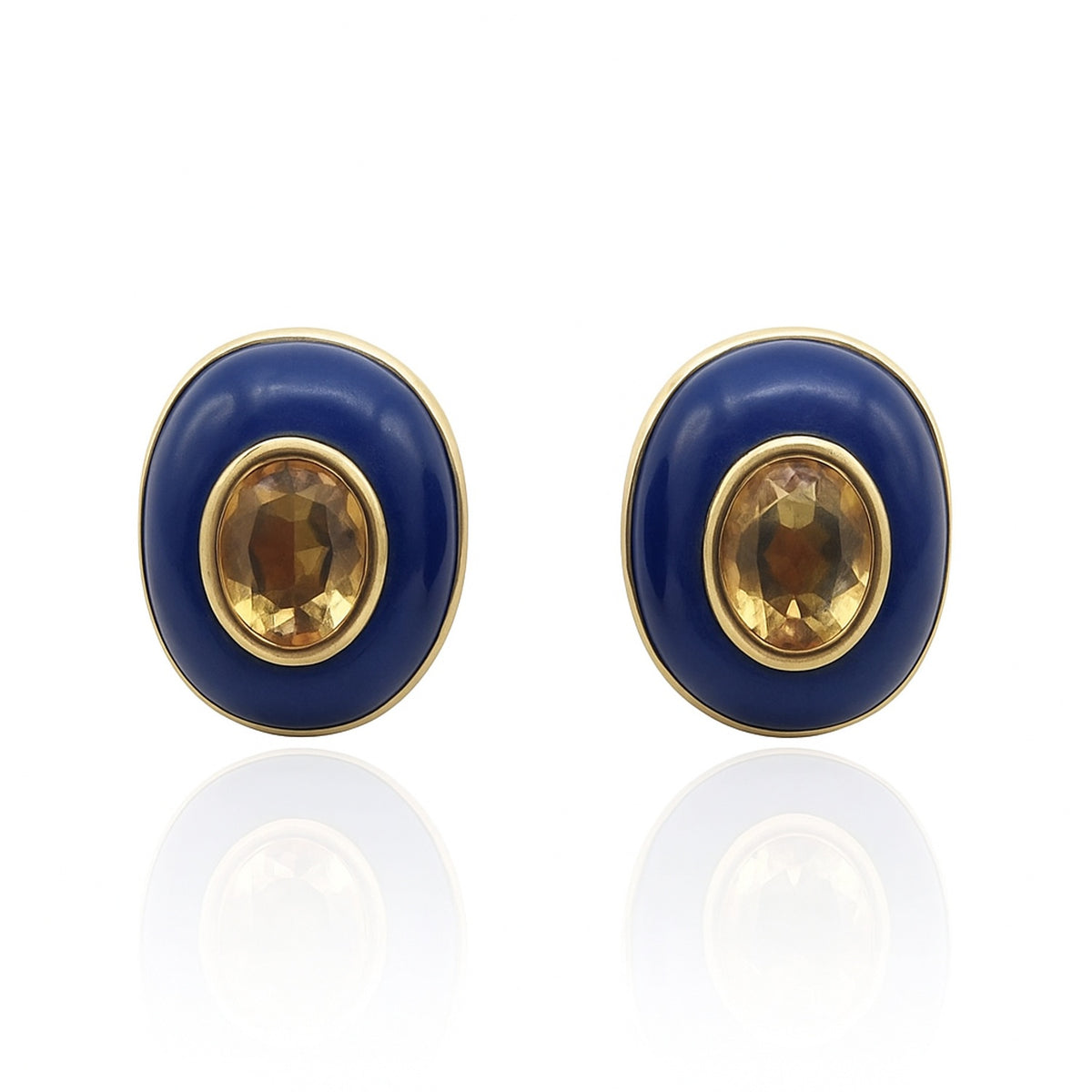 Stephanie Lapis Resin Clip Earring With Smoke Topaz Glass Stone