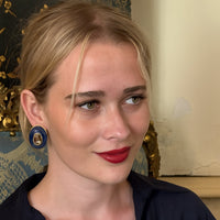 Stephanie Lapis Resin Clip Earring With Smoke Topaz Glass Stone