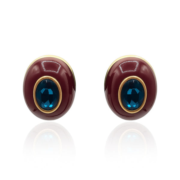 Stephanie Brown Resin Earrings With Sapphire Glass Stone