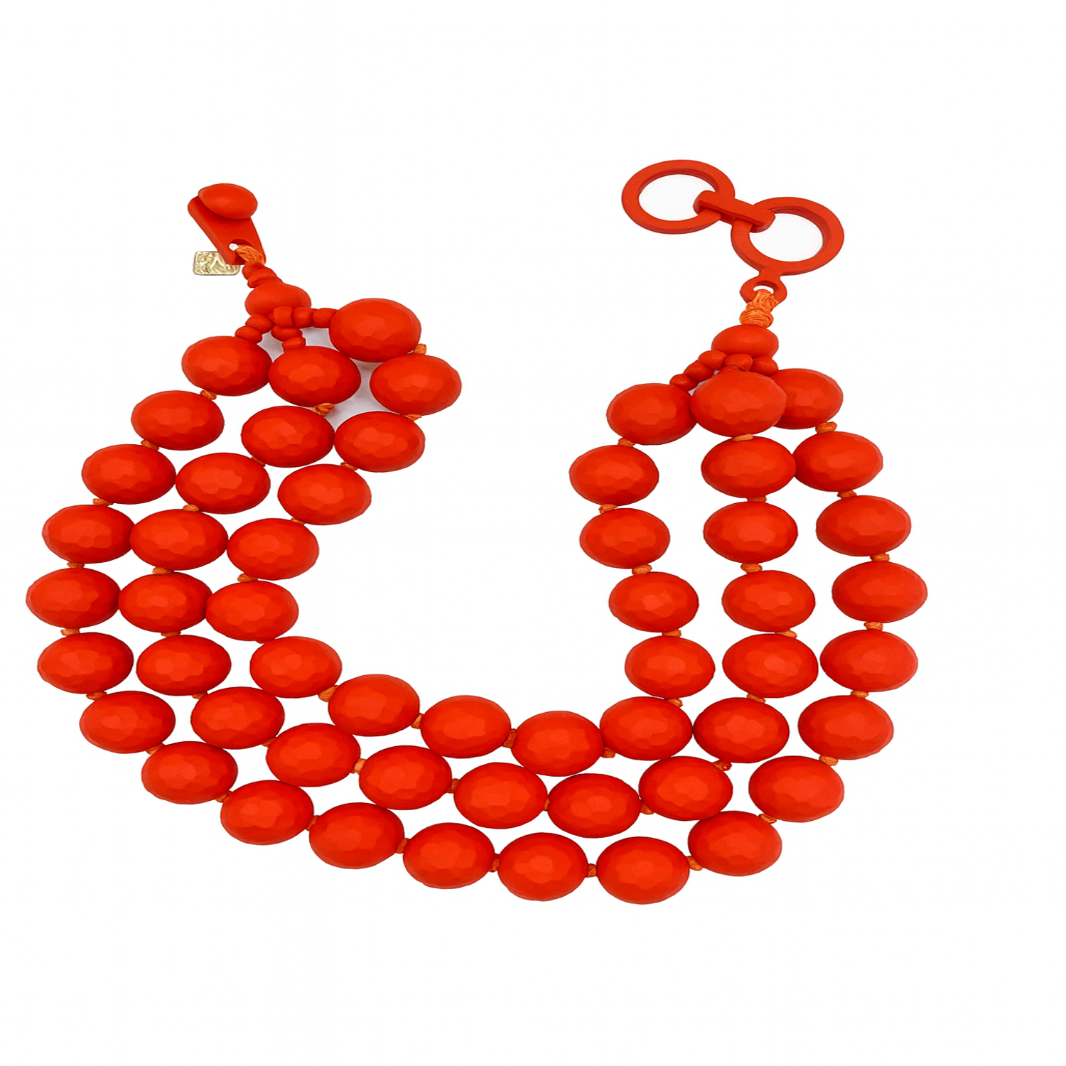 Georgiana Faceted Three Strand Orange Resin Necklace
